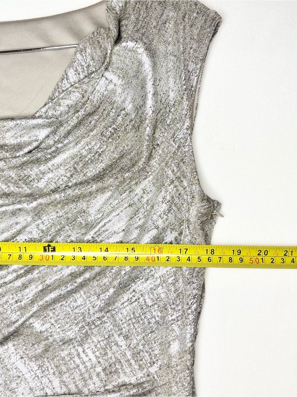 Vince Camuto Metallic Silver Sleeveless Cowl Dress - Picture 5 of 7
